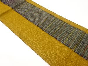 手織り真綿紬縞に横線模様織出し名古屋帯